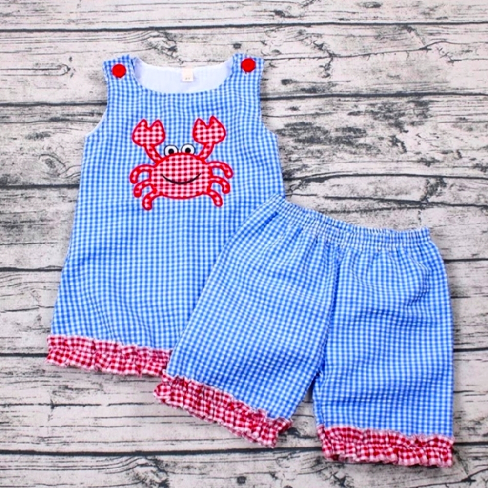 Blue & Red Crab Ruffle Outfit